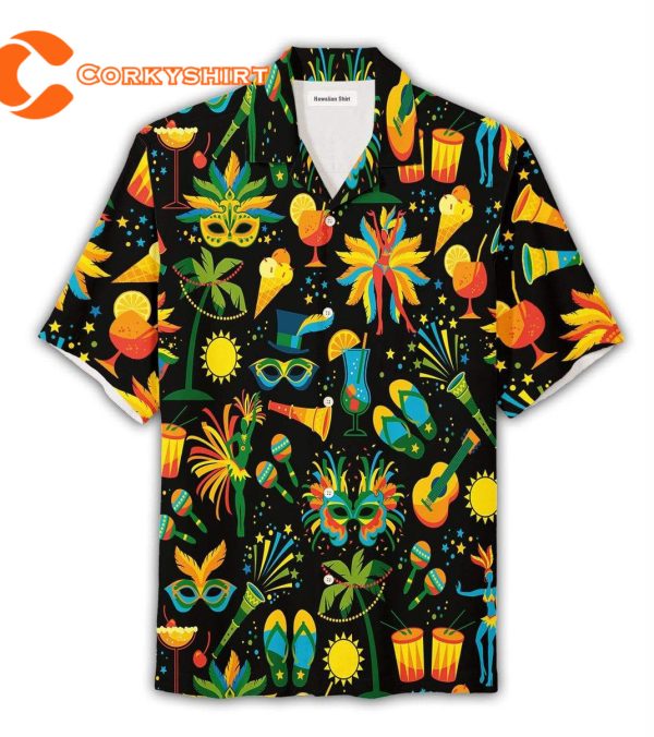 Festival Tropical Mardi Gras Fat Tuesday Carnival Aloha Hawaiian Shirt