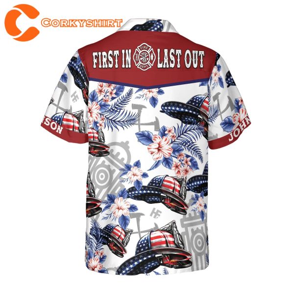 Firefighter American Flag Helmet Custom Hawaiian Shirt