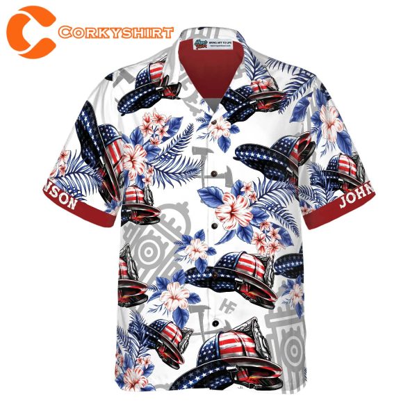 Firefighter American Flag Helmet Custom Hawaiian Shirt