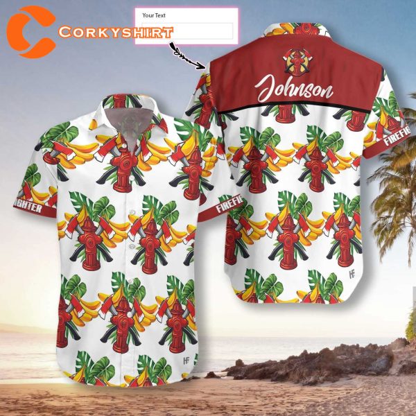 Firefighter Tropical Banana Pattern Custom Hawaiian Shirt