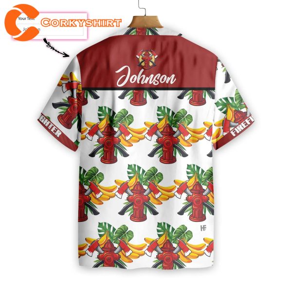 Firefighter Tropical Banana Pattern Custom Hawaiian Shirt