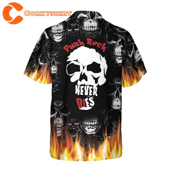 Flame Electric Guitar Crossbones And Skull Hawaiian Shirt