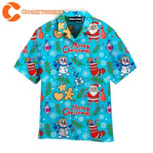 Funny Christmas On Blue Pattern Aloha Hawaiian Shirts For Men For Women