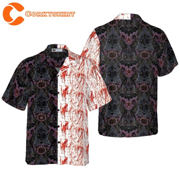 Gothic Halloween Blood Hawaiian Shirt For Men