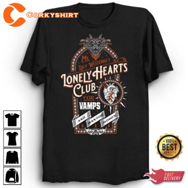 Gothic Romance Dracula Lovers Lonely Hearts Victorian Vampire Club T-Shirt