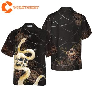 Gothic Skull with Snake Hawaiian Shirt