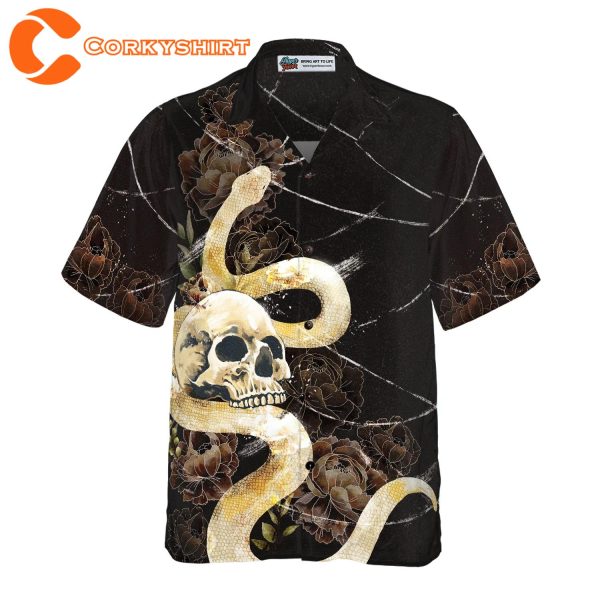 Gothic Skull with Snake Hawaiian Shirt