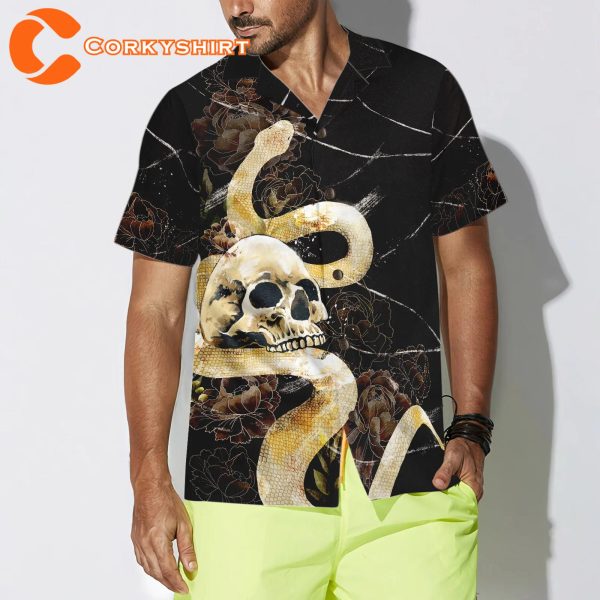 Gothic Skull with Snake Hawaiian Shirt