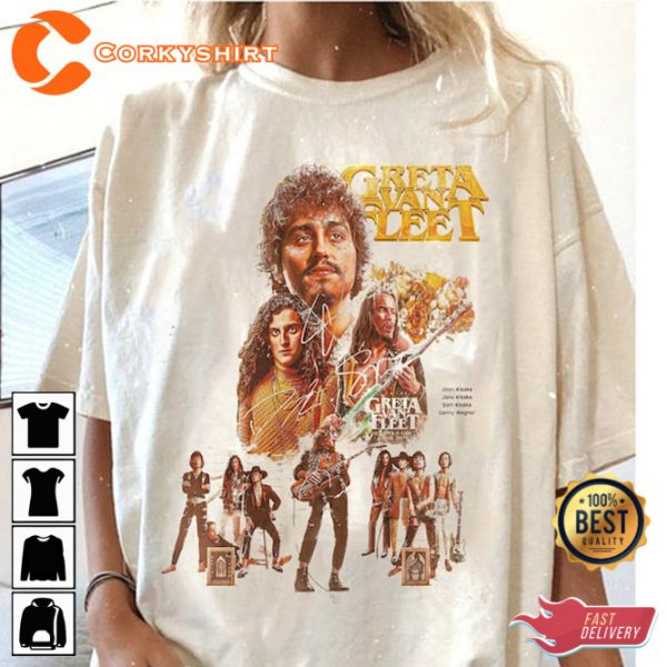 Greta Van Fleet Musical Boho Musician Dream In Gold Tour 2023 T-Shirt