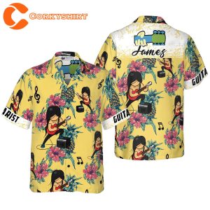 Guitarist Pineapple Seamless Pattern Hawaiian Shirt
