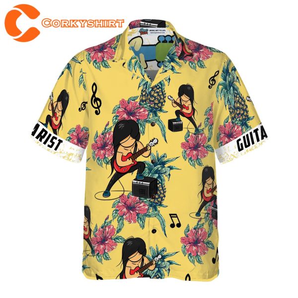 Guitarist Pineapple Seamless Pattern Hawaiian Shirt