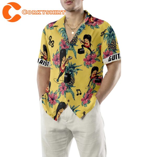 Guitarist Pineapple Seamless Pattern Hawaiian Shirt