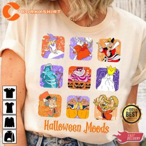 Halloween Moods Disney Alice In Wonderland Characters Holiday T-Shirt