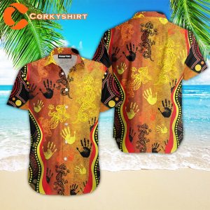 Hand Lizard Art Golden Style Beach Hawaiian Shirt
