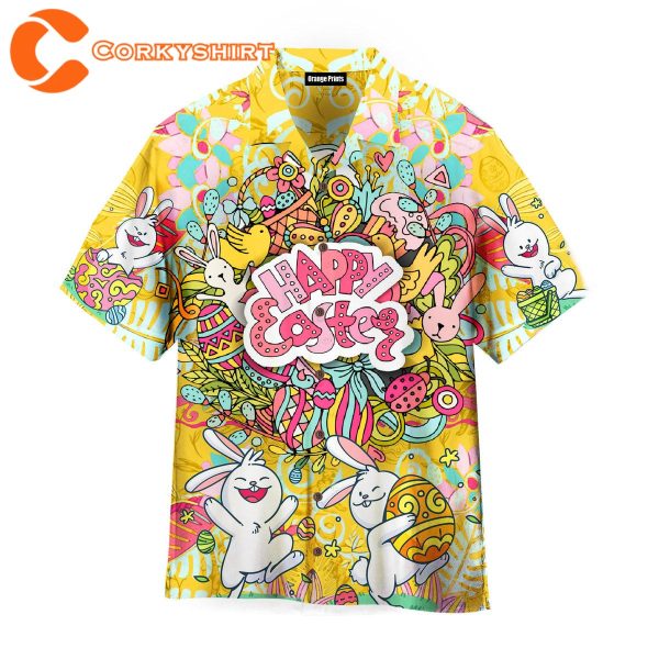 Happy Easter Rabbit Eggs Hawaiian Shirt