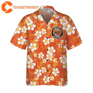 Hibiscus Chaba Flower Background Orange Hawaiian Shirt