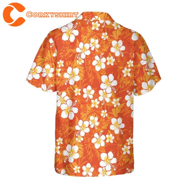 Hibiscus Chaba Flower Background Orange Hawaiian Shirt