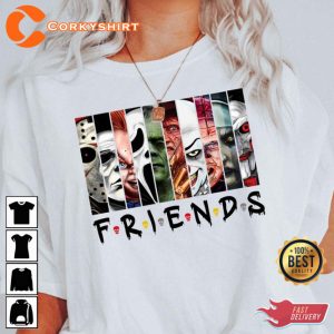 Horror Halloween Friends Van With Clown Scary Movie Villians T-Shirt