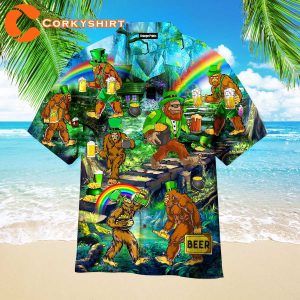 Irish Bigfoot St Patricks Day Hawaiian Shirt