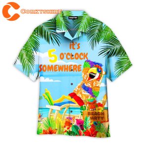 Its 5 Oclock Somewhere Parrot Hawaiian Shirt