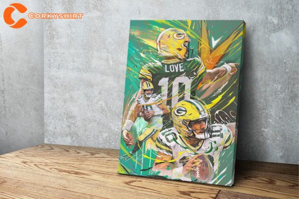 Jordan Love Sports Wall Art Green Bay Packers Poster