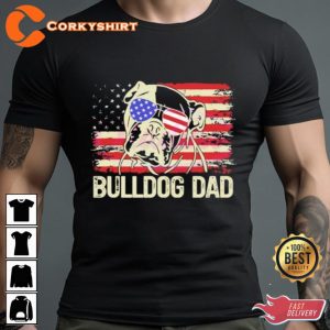 July 4th Bulldog Dad Funny Dog Dad Happy Holiday T-shirt