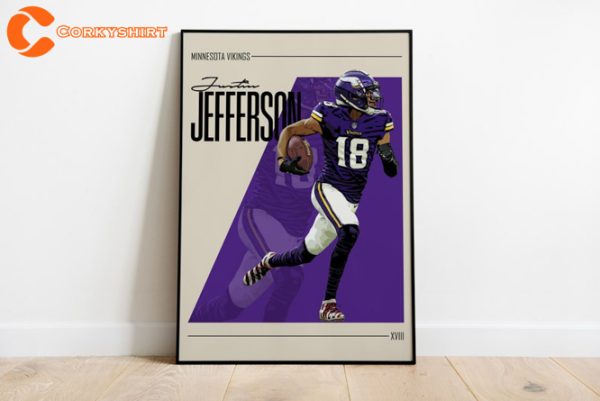 Justin Jefferson Sports Fan Wall Art Football Modern Decor Poster