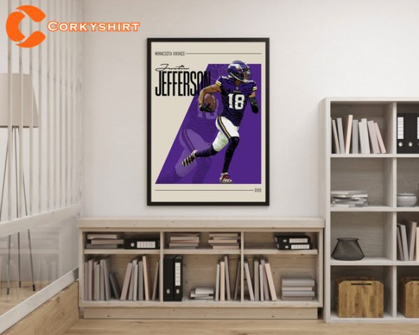 Justin Jefferson Sports Fan Wall Art Football Modern Decor Poster