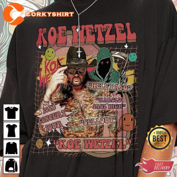 Koe Wetzel Music Hell Paso Album Vintage Y2K 90s 2023 Concert T-Shirt