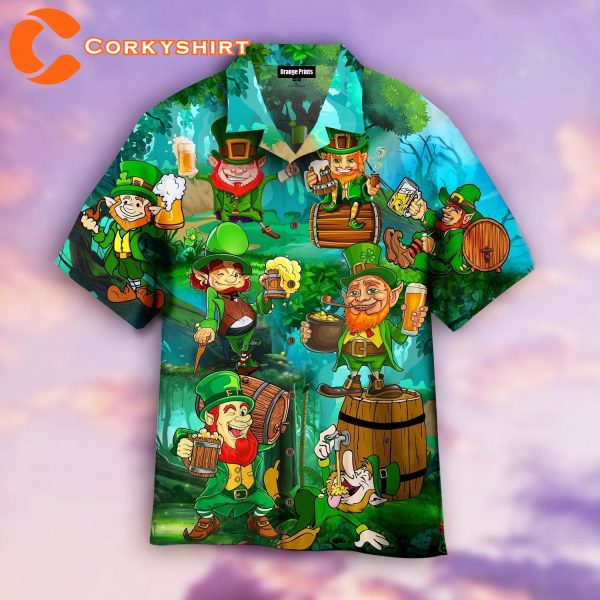 Leperchaun Drink Beer Patrick Day Hawaiian Shirt