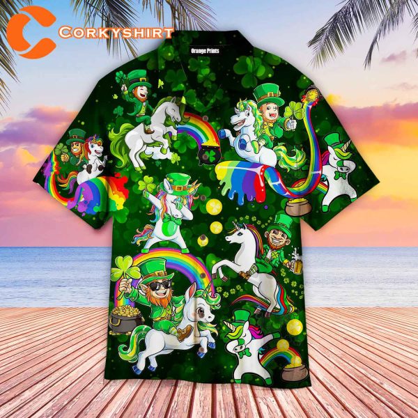 Leprechaun Ride An Unicorn St Patricks Day Hawaiian Shirt