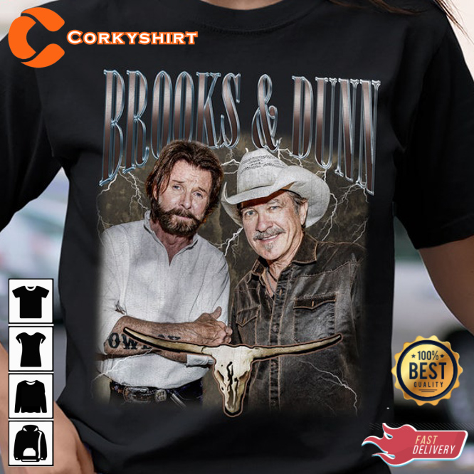 Limited Brooks and Dunn Vintage 90S Inspired Country Song Music T-shirt
