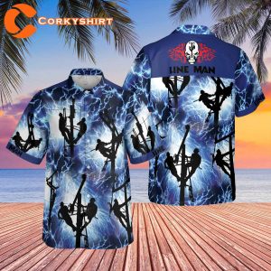 Lineman Red Thunder Storm Custom Hawaiian Shirt