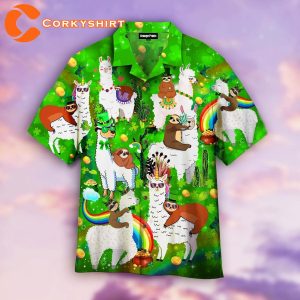 Llama And Sloth St Patricks Day Hawaiian Shirt
