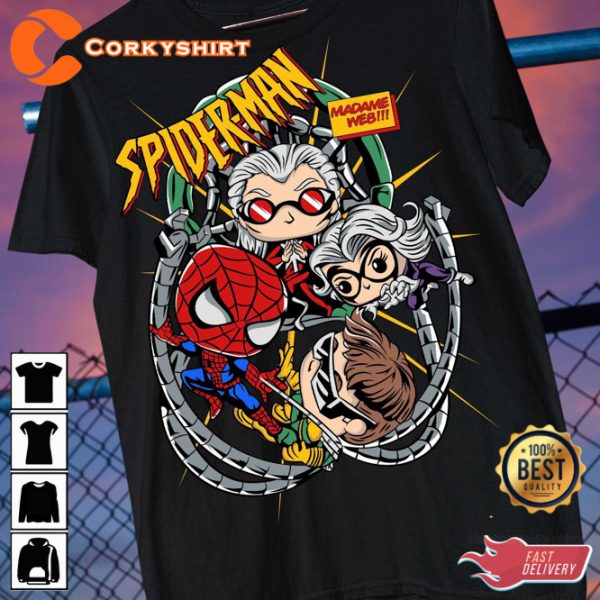 Madame Web Spiderman Crew Chibi Style Inspired T-Shirt