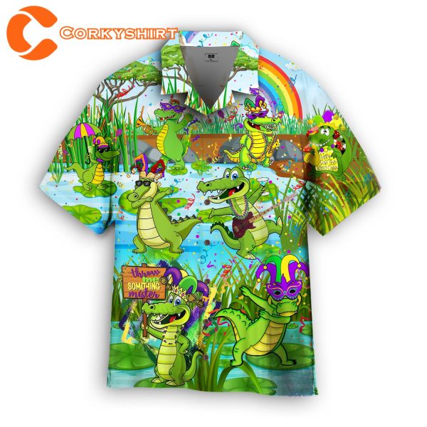 Mardi Gras Fat Tuesday Carnival Alligator Hawaiian Shirt