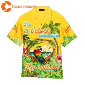 Mens Its 5 Oclock Somewhere Parrot Hawaiian Shirt