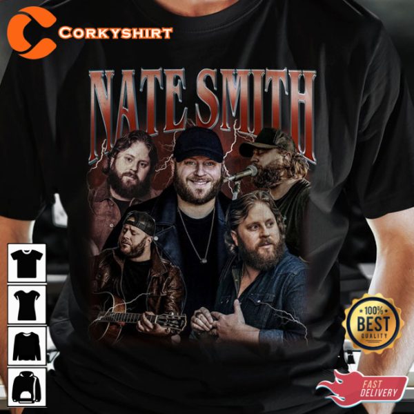 Nate Smith Brown Vintage 90S Inspired Country Song Music T-shirt