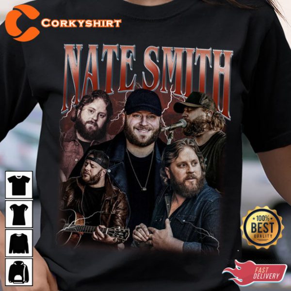 Nate Smith Brown Vintage 90S Inspired Country Song Music T-shirt