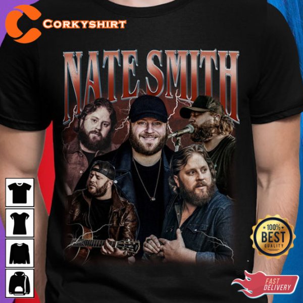 Nate Smith Brown Vintage 90S Inspired Country Song Music T-shirt