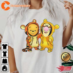 Pooh And Tigger Cute Costume Best Friends Family Match Disney T-Shirt