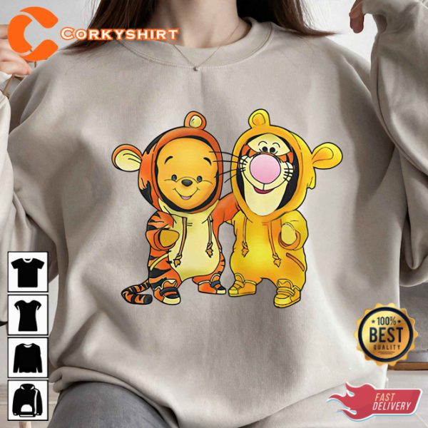Pooh And Tigger Cute Costume Best Friends Family Match Disney T-Shirt