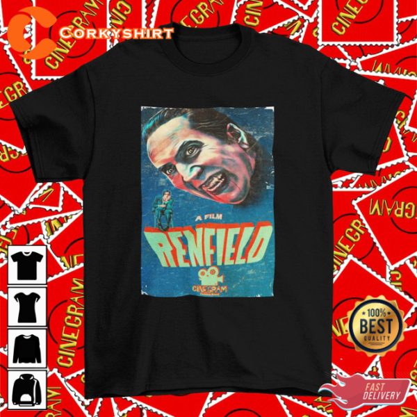 Renfield Horror Movie T-Shirt Retro Movie Graphic Tee Gift for Him Her Unisex Nicolas Cage Fan Art T-Shirt