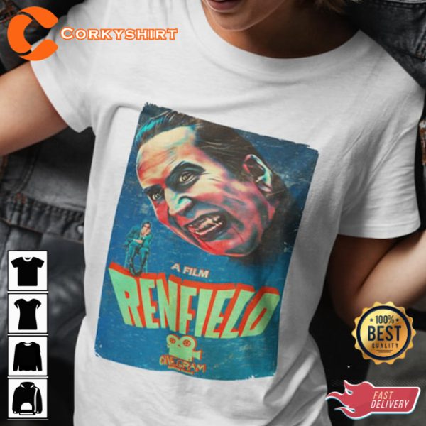 Renfield Horror Movie T-Shirt Retro Movie Graphic Tee Gift for Him Her Unisex Nicolas Cage Fan Art T-Shirt