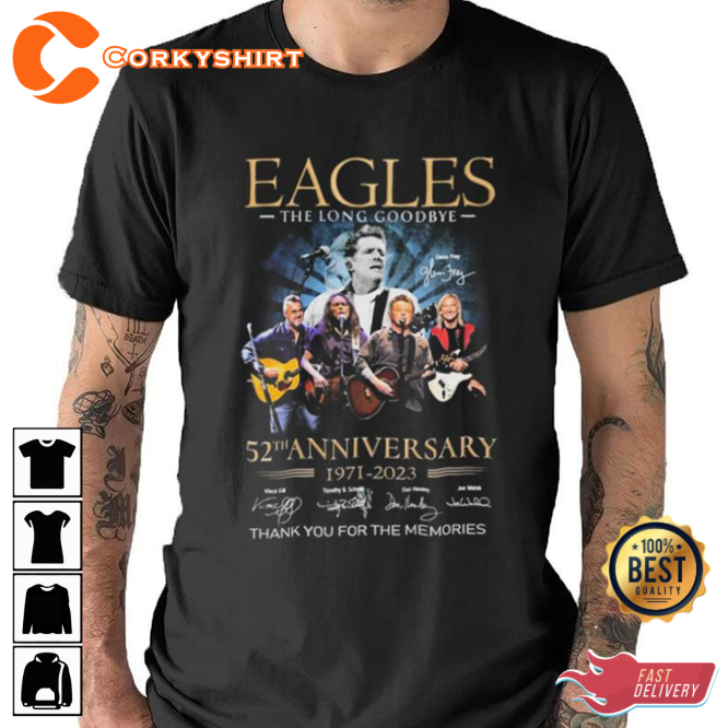 Vintage Eagles Band 52 Years Anniversary Signatures T Shirt