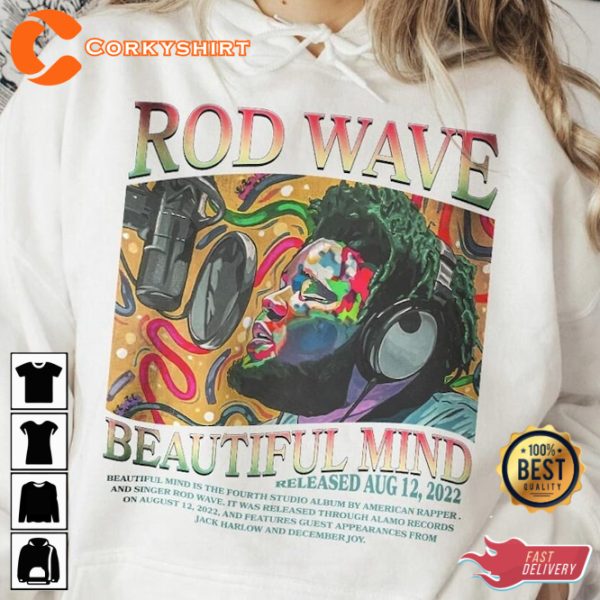 Rod Wave Beautiful Mind Album Cover Designed T-Shirt