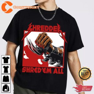 Shredder Shred Em All Ninja Villain Metallica T-Shirt
