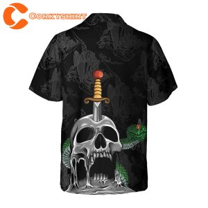 Skull & Snake Gothic Hawaiian Dark Sword Melted Black Skull Hawaiian Shirt