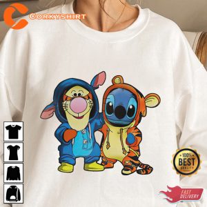 Stitch And Tigger Cute Disney Friends Match T-Shirt