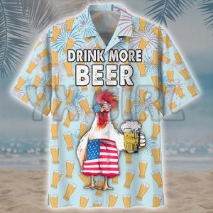 Summer Drink More Beer Hawaiian Shirt
